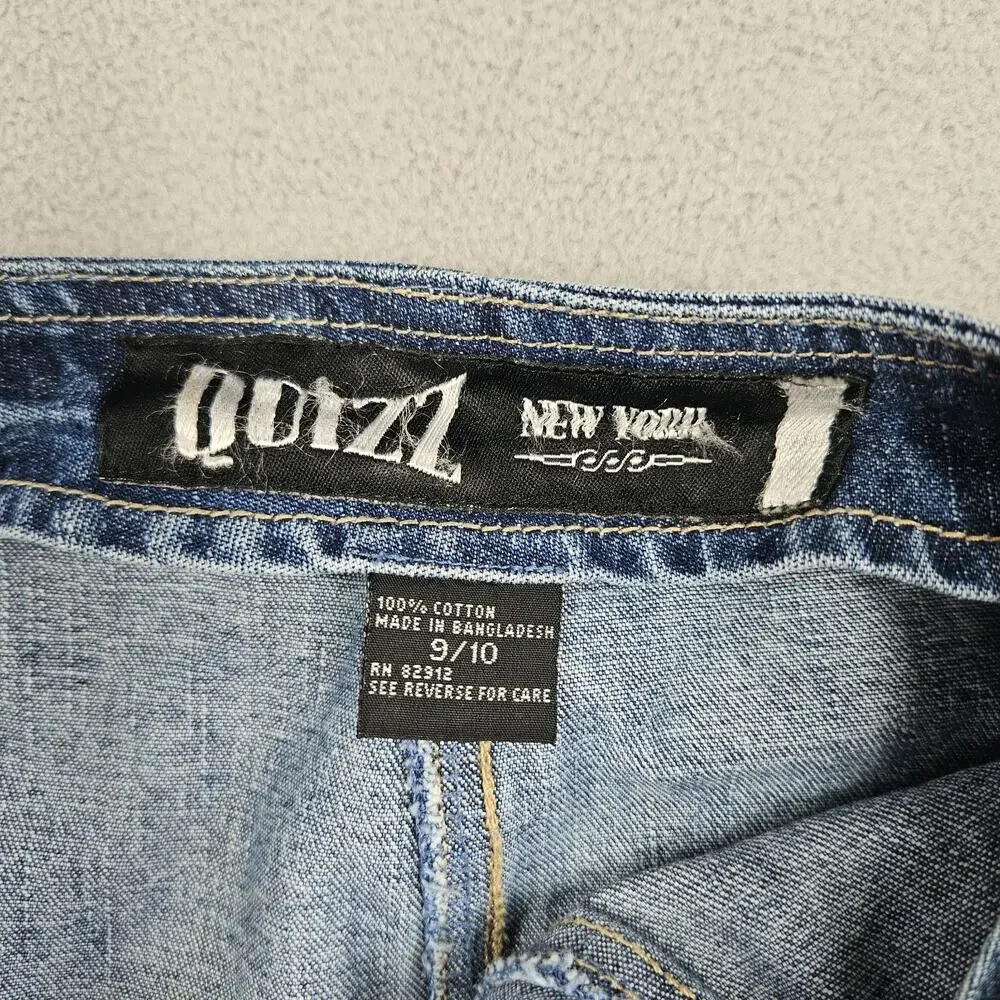 Vintage Quizz New York Denim‎ Skirt 9/10 Frayed Hem Midi Skirt Preppy Y2K Grunge